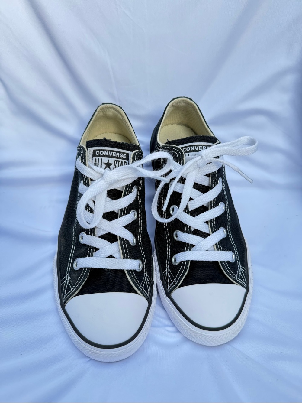 Converse Low Top Canvas Sneakers in Black and White